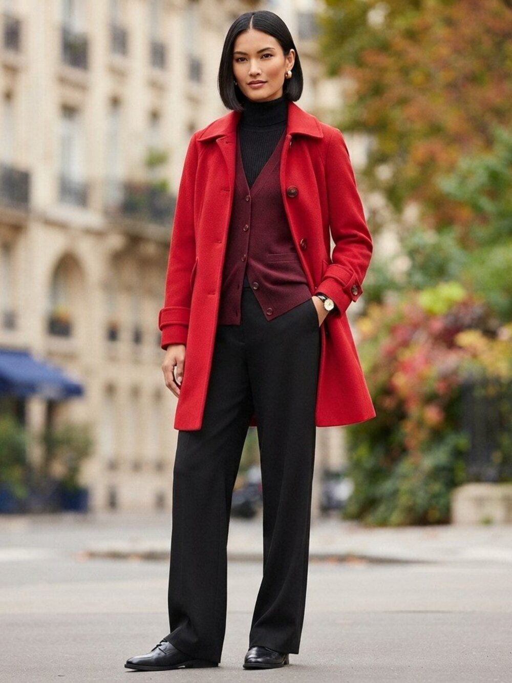 ASO Rory Gilmore Girls Like Red Wool Pea Coat Women's Sz M London Fog